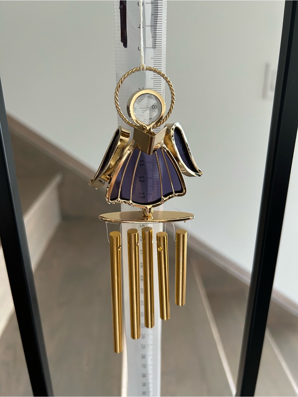 24k Gold Plated Purple Stained glass Angel Wind Chime - by Mascot Inc